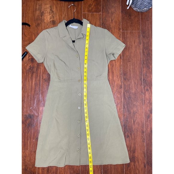 Everlane Japanese Goweave Notch Shirt Dress Women's Size 4 Green Short Sleeve - Picture 6 of 7